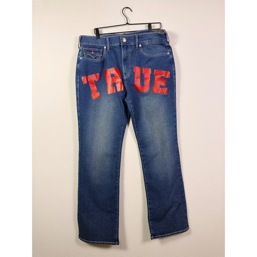 True Religion 36x33 Mens Denim Billy Jeans True SN Flap Boot Cut Medium Wash NWT